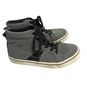 Old Navy Youth Size 6 250184 Gray Hi Top Sneaker Shoes Retro Nylon Shoes Lace Ti